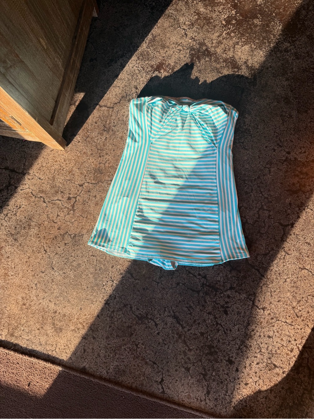 Vintage style Women’s Striped Aqua' One-Piece Swimsuit - Aqua/White